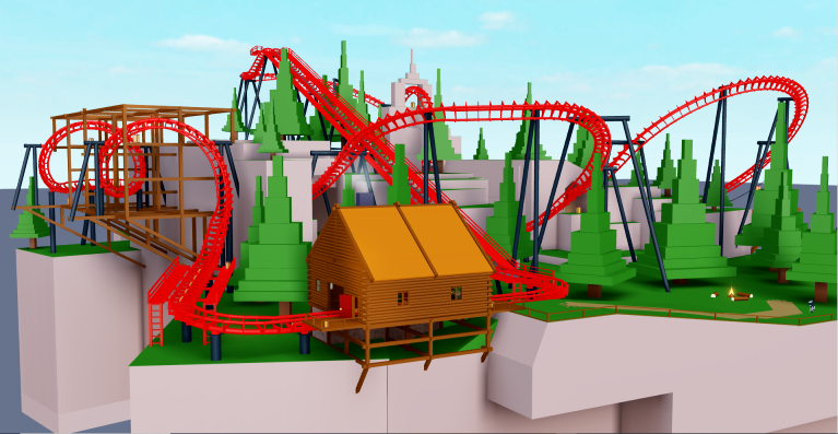 Red flying type roller coaster.